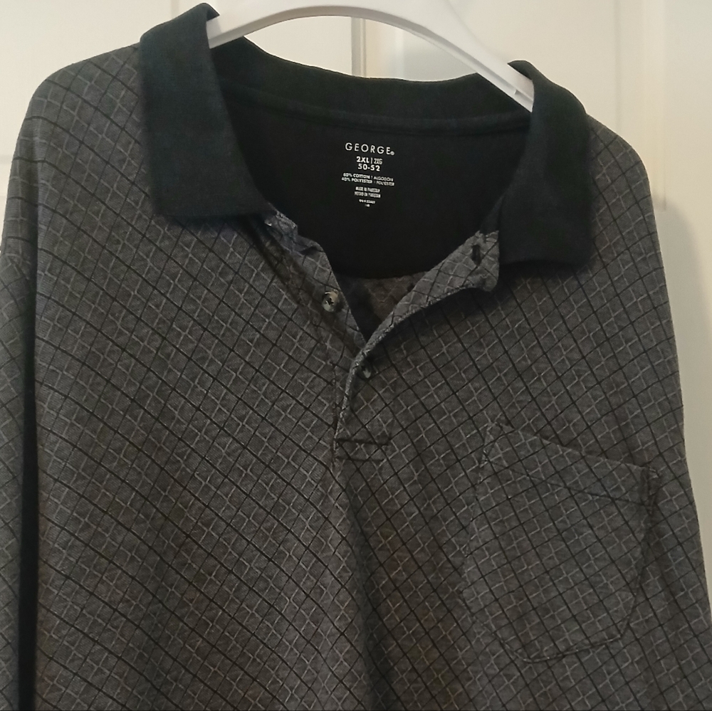 George Men's Polo with Black and Gray Pattern